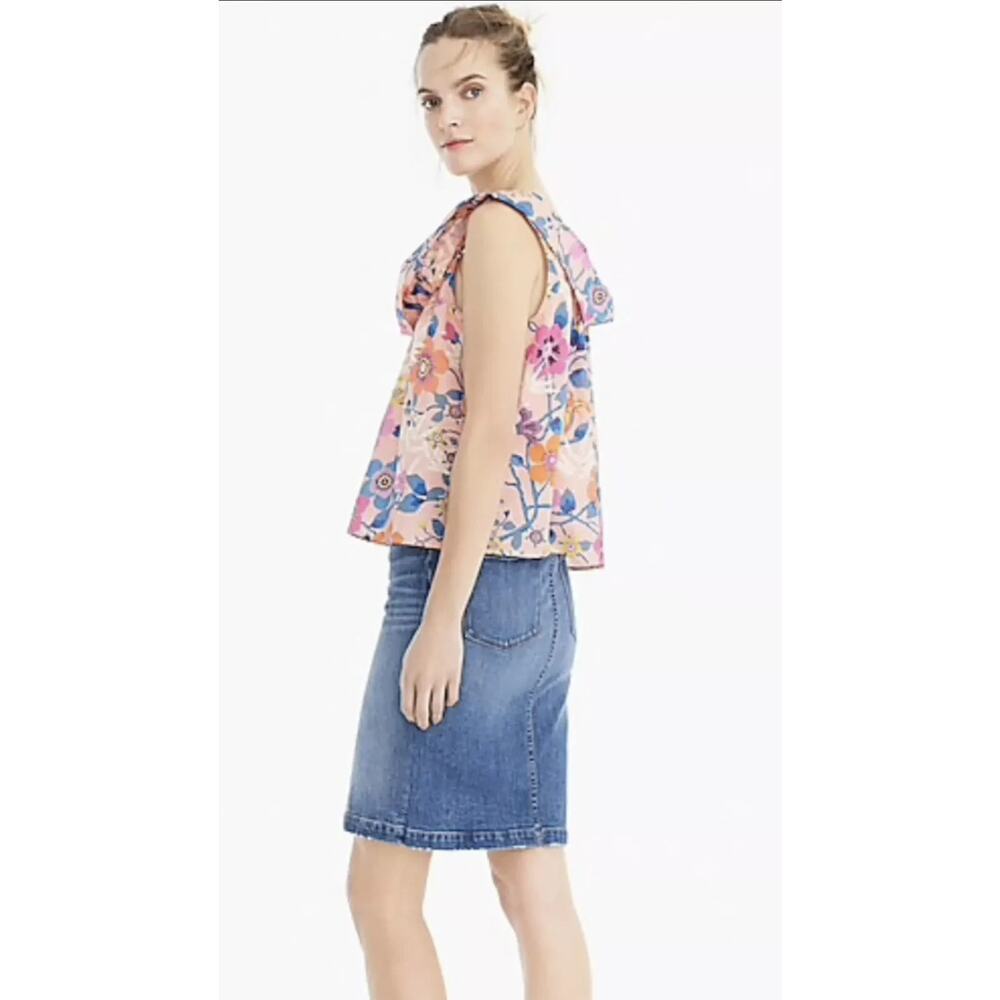 JCrew Sleeveless Scoopneck Top Liberty Pink Floral Print Large Beachy Resort